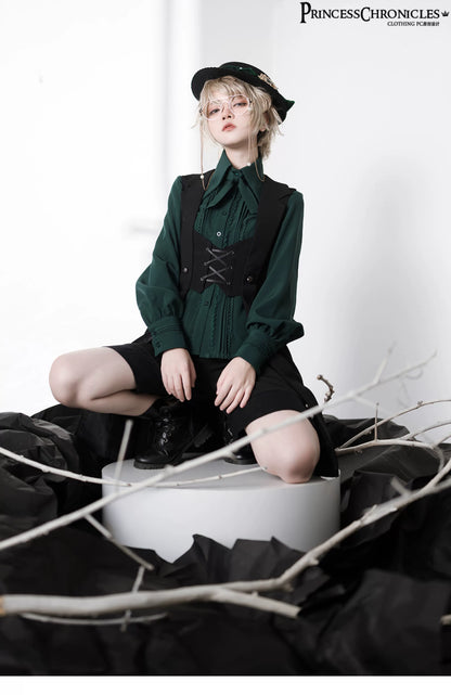 ★即納★　貴族のレースアップロングジレ　黒Mサイズ　黒Sサイズ 黒Lサイズ