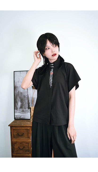 [Kokaisha] casual Chinese clothes short sleeves with Chinese embroidery 