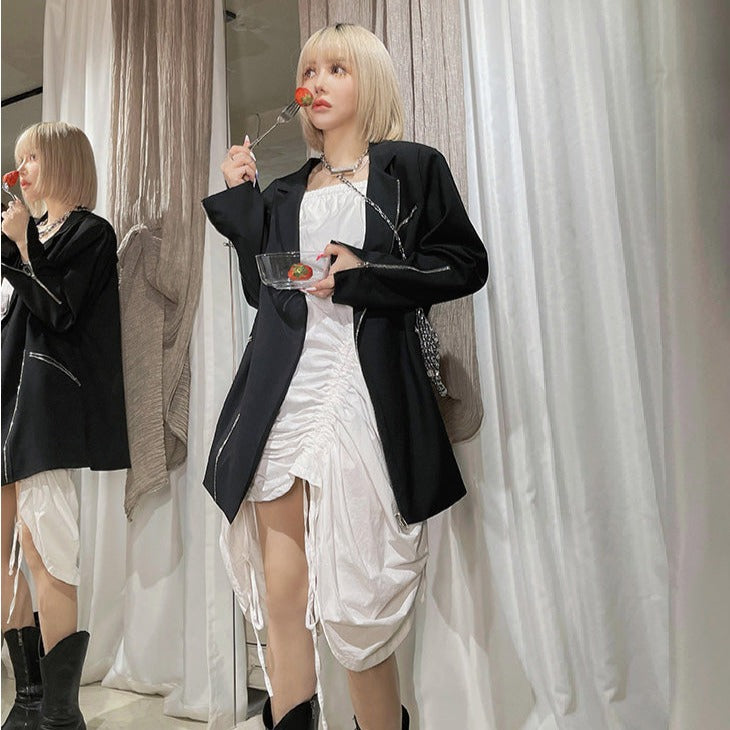 韓国モード系ファッション　ワンピース　白　女性