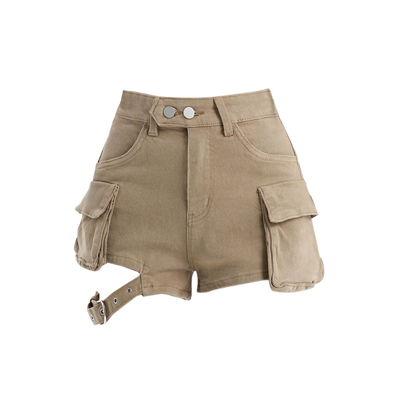 Cut-out cargo pocket shorts