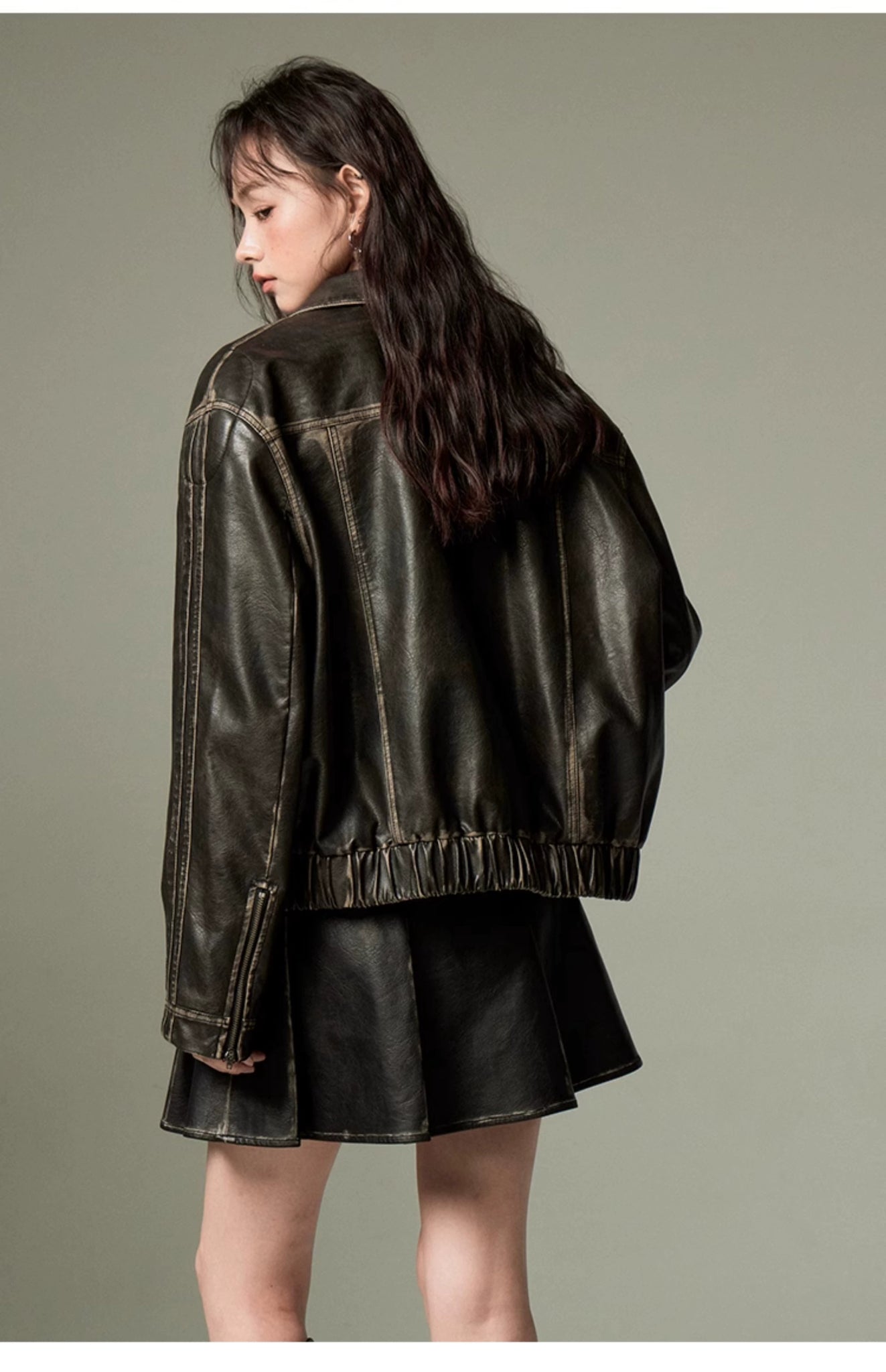 DIDDI MODA 黒 レザージャケット リボン KーPOP DIDDI MODA 黒 レザージャケット リボン KーPOP DIDDI MODA