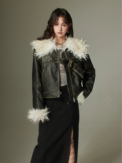 moussy ライダージャケット 黒 ファー付き DIDDI MODA ファー付きラペルブラックレザージャケット – 個性的