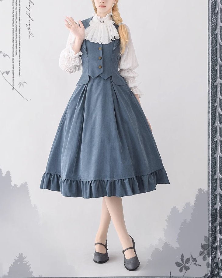 Classical Retro Vest Skirt Dress Set for Young Ladies Forest Wardrobe –  grimoire
