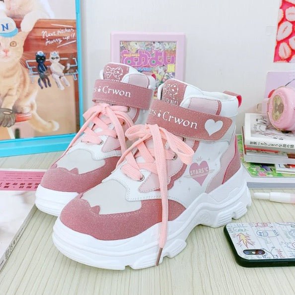 天使界隈 ハイカット厚底スニーカー ベルトストラップ