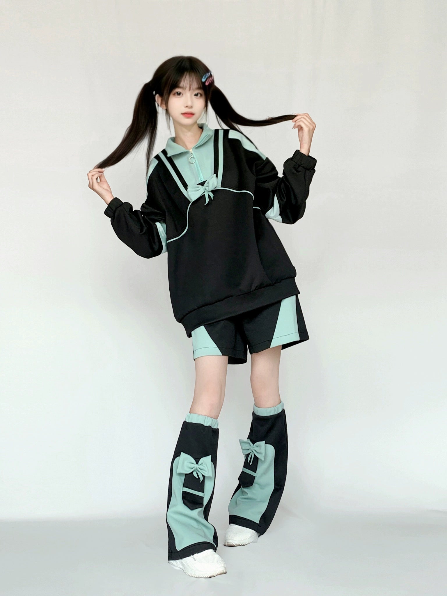 リボン付きジャージハーフジップパーカー 天使界隈 サブカル天使 リボン付きジャージハーフジップパーカー 天使界隈 サブカル天使