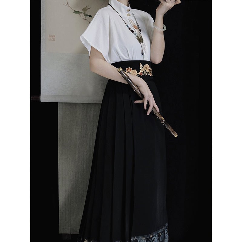 [古怪舎]のカジュアルチャイナ服　半袖　中国刺繍入り - grimoire