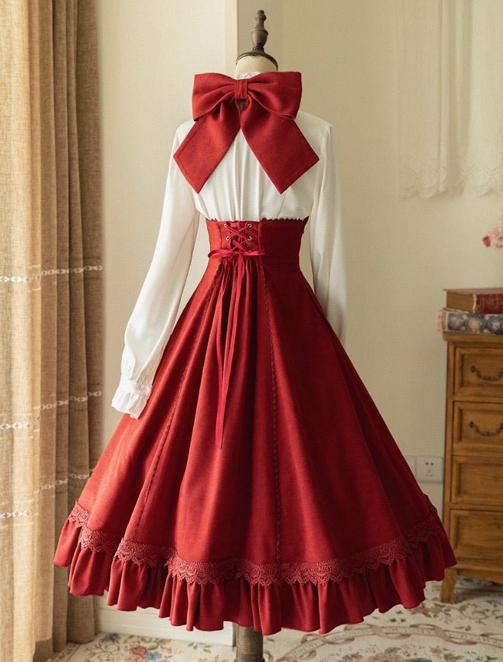 Red and green classical jumper skirt dress for young ladies South of F grimoire