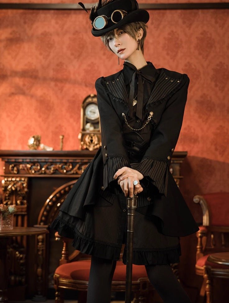 その他  SELANGOR STEAMPUNK steampunk] スチームパンク ストライプ使いショートジャケット – 個性