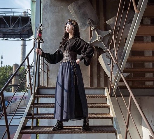 steampunk] 海賊風 サイド編み上げスチームパンクワイドパンツ ユニ