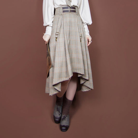 [steampunk]　ブリティッシュレトロ Aライン　グレーチェック柄チュールツイード - grimoire