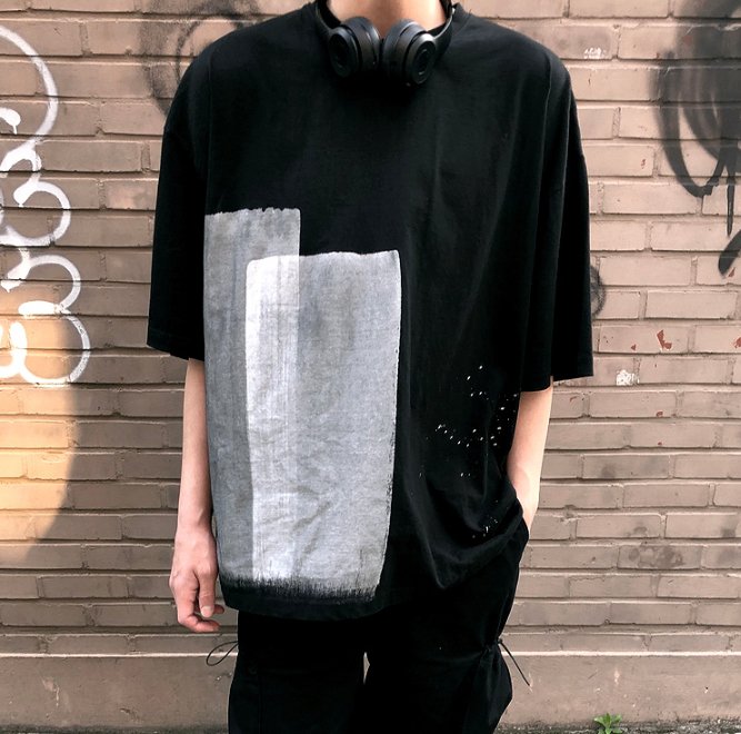 ハンドペインティングTシャツ　ストリートモード系ファッション - grimoire