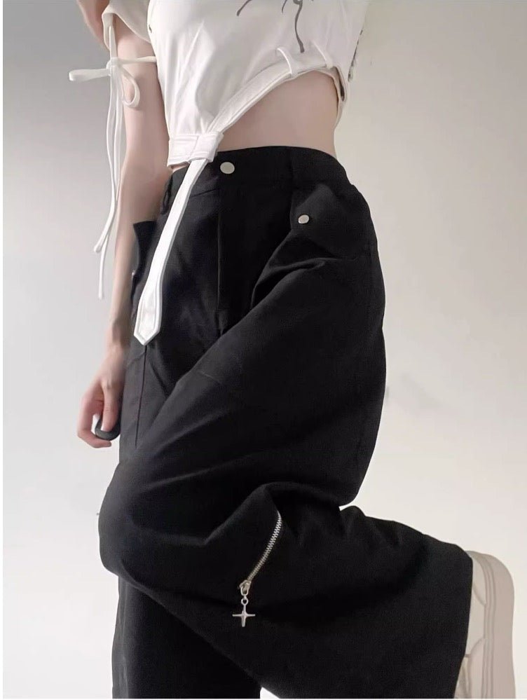 Y2K Cyberpunk Belted Top and Cargo Pants – grimoire