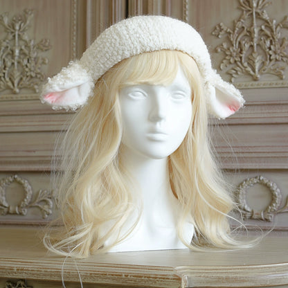 羊の耳付き ベレー帽