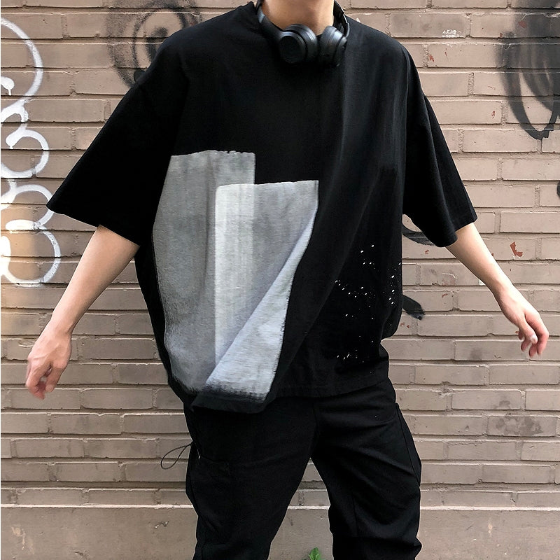 ハンドペインティングTシャツ　ストリートモード系ファッション