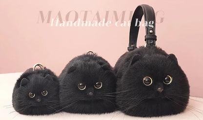 もふもふリアルな黒猫バッグ　