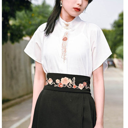 [Kokaisha] casual Chinese clothes short sleeves with Chinese embroidery 