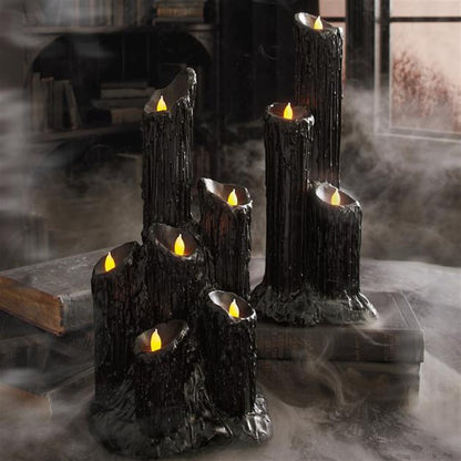 Black Magic Candle Holder Antique Battery Operated Set of 3