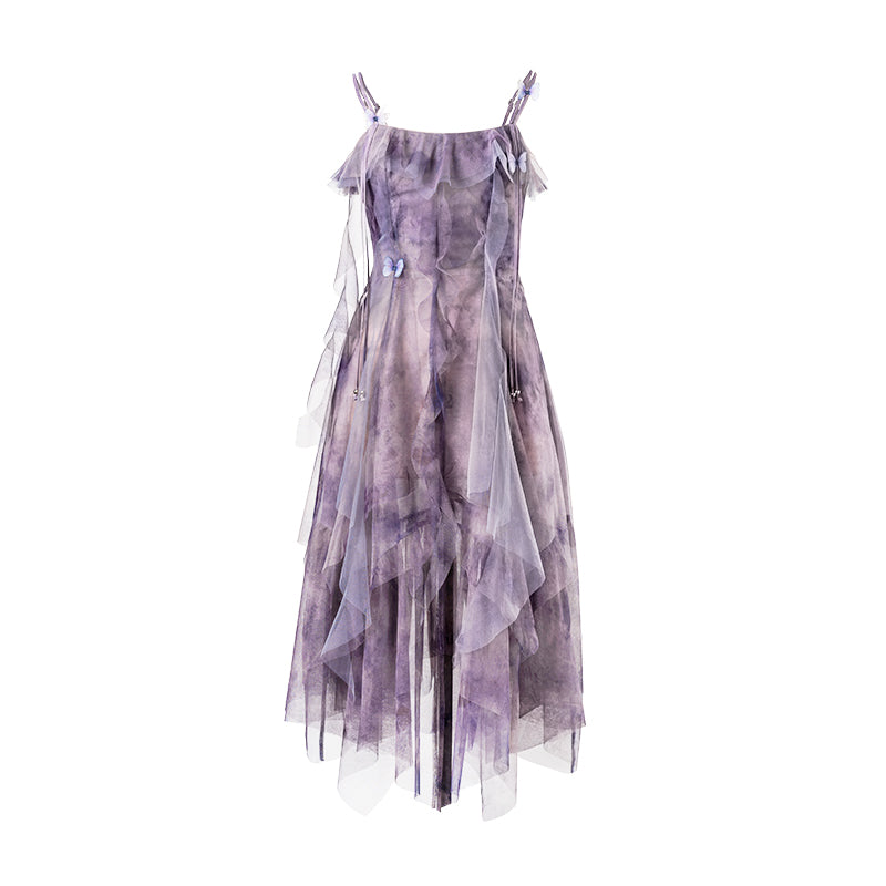 JZ Craftsman "Fengshen Sha Dress" Fairy Dress 2023 New Style Summer Long Dress With Irregular French Straps For Women 