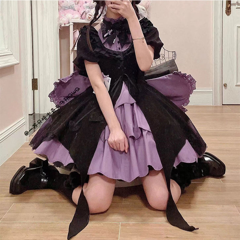 Magical Girl Big Bag Big Ribbon Tiered Dress