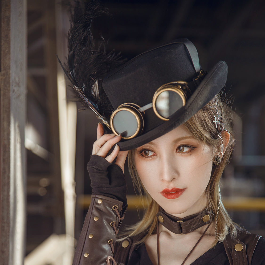 chapeau de lunettes vintage steampunk metal gear
