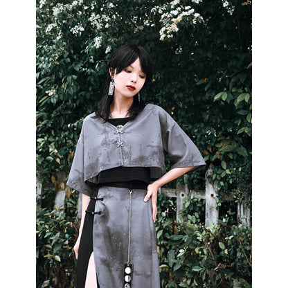 [Kokaisha] ensemble rétro de peinture à l'encre de style chinois Chine longue jupe serrée