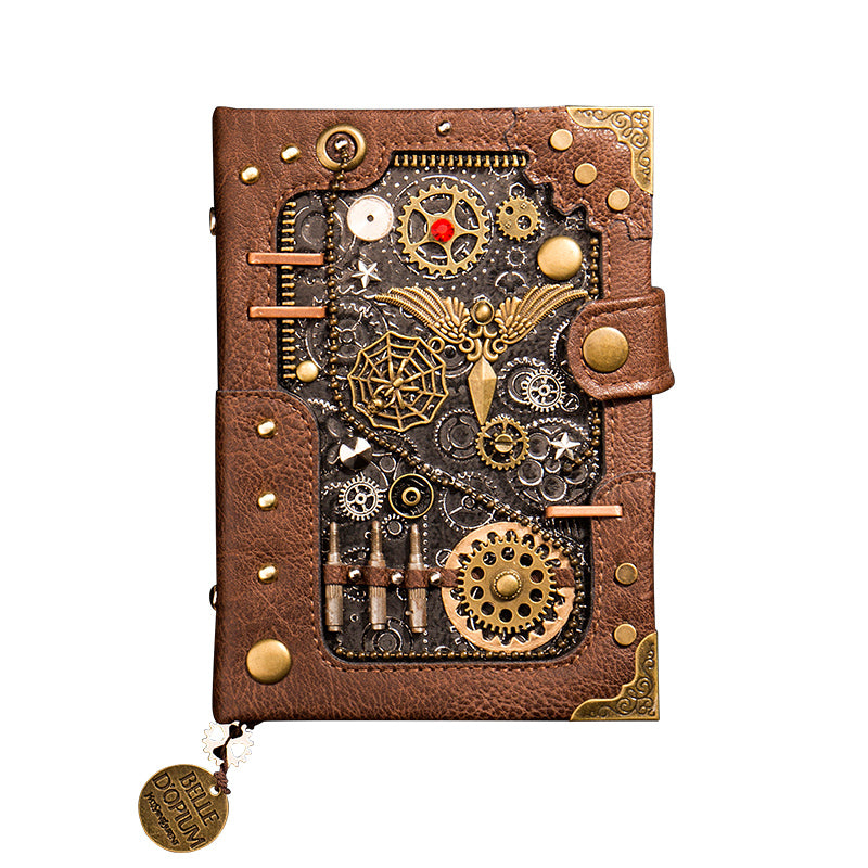 スチームパンク風の日記帳ノート　ヴィンテージ風　神秘的で魔女の部屋や魔法使いの部屋にぴったりのアイテムです